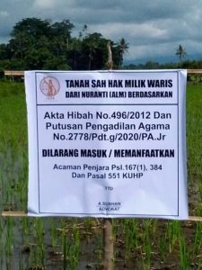 Pengadilan Agama Jember Menolak Gugatan Tanah Hibah Nuranti