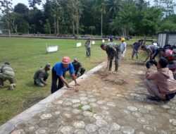 Jelang Pembukaan TMMD, TNI Kodim Cilacap Bersama Warga Kerja Bakti Lakukan Persiapan