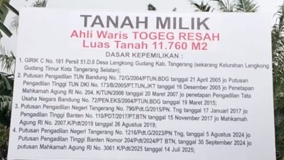 Putusan MA Inkrah, Ahli Waris Tegaskan Kepemilikan Lahan 11.760 m² di Serpong