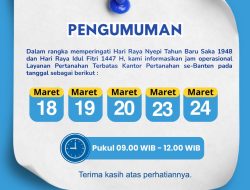 Pelayanan BPN Banten Tetap Buka Terbatas Saat Libur Nyepi-Idulfitri